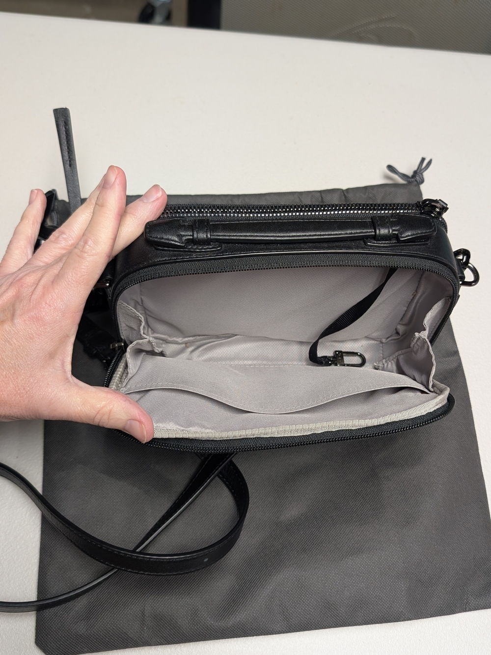 TUMI Black Leather Crossbody Bag - Picture 7 of 7